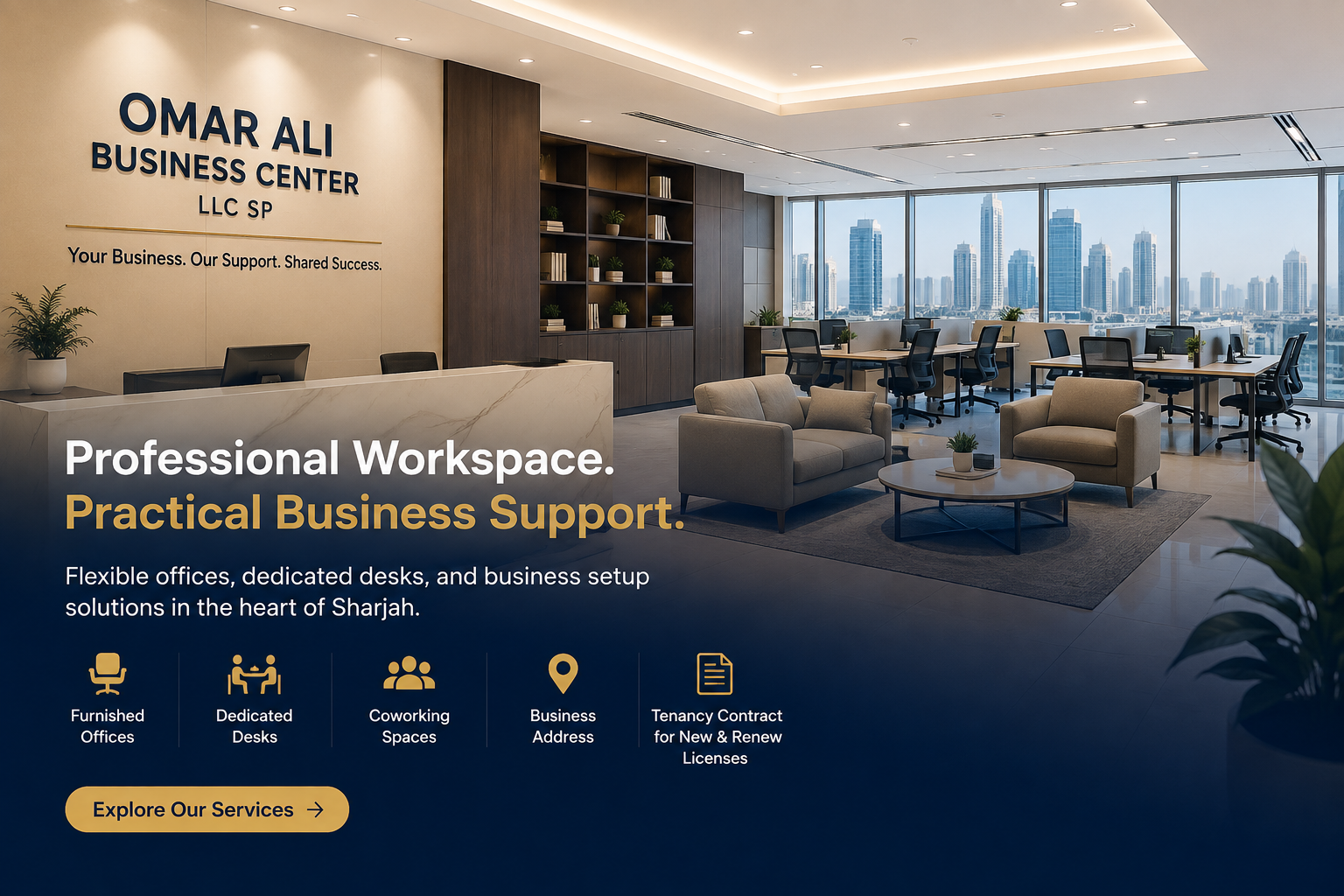 Modern professional workspace at Omar Ali Business Center in Sharjah